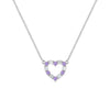 Rosecliff Heart Necklace featuring twelve alternating amethysts and diamonds prong set in 14k white Gold