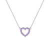 Rosecliff Heart Necklace featuring twelve faceted round cut amethysts prong set in 14k white Gold