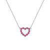Rosecliff Heart Necklace featuring twelve faceted round cut rubies prong set in 14k white Gold