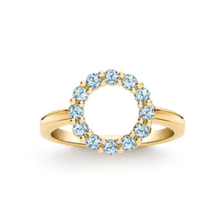 Rosecliff Small Circle Nantucket Blue Topaz Ring in 14k Gold (December)