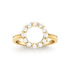 Rosecliff small open circle ring featuring twelve 2 mm faceted round cut diamonds prong set in 14k yellow gold - front view