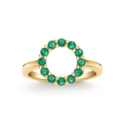 Rosecliff Small Circle Emerald Ring in 14k Gold (May)