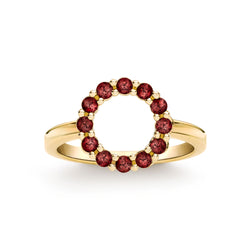Rosecliff Small Circle Garnet Ring in 14k Gold (January)
