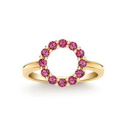 Rosecliff Small Circle Ruby Ring in 14k Gold (July)