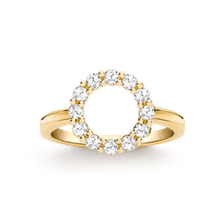 Rosecliff Small Circle White Topaz Ring in 14k Gold (April)