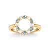 Rosecliff small open circle ring featuring twelve alternating 2 mm alexandrites & diamonds prong set in 14k gold - front view