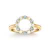 Rosecliff small open circle ring featuring twelve 2 mm Nantucket blue topaz & diamonds prong set in 14k gold - front view