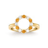 Rosecliff small open circle ring featuring twelve alternating 2 mm citrines and diamonds prong set in 14k gold - front view