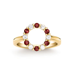 Rosecliff Small Circle Diamond & Garnet Ring in 14k Gold (January)