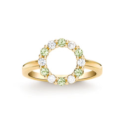 Rosecliff Small Circle Diamond & Peridot Ring in 14k Gold (August)