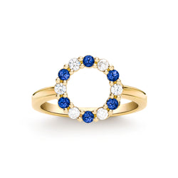 Rosecliff Small Circle Diamond & Sapphire Ring in 14k Gold (September)