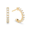 Rosecliff huggie earrings in 14k yellow gold each featuring nine 2mm faceted round cut prong set diamonds - front view