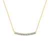 Rosecliff bar necklace with eleven 2 mm faceted round cut alexandrites prong set in solid 14k yellow gold - front view