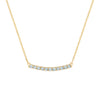 Rosecliff bar necklace with eleven 2 mm faceted round cut aquamarines prong set in solid 14k yellow gold - front view