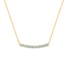 Rosecliff bar necklace with eleven 2 mm faceted round cut Nantucket blue topaz prong set in solid 14k gold - front view