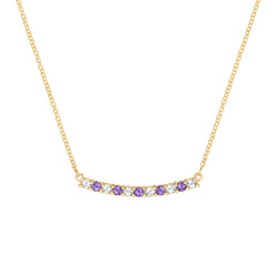 Rosecliff Diamond & Amethyst Bar Necklace in 14k Gold (February)
