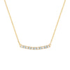 Rosecliff bar necklace with eleven alternating 2 mm round cut aquamarines and diamonds prong set in 14k gold - front view