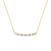 Rosecliff bar necklace with eleven alternating 2 mm Nantucket blue topaz and diamonds prong set in 14k gold - front view