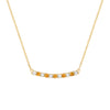 Rosecliff bar necklace with eleven alternating 2 mm faceted citrines and diamonds prong set in 14k yellow gold - front view