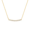 Rosecliff bar necklace with eleven 2 mm faceted round cut diamonds prong set in solid 14k yellow gold - front view