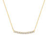 Rosecliff bar necklace with eleven 2 mm faceted round cut white topaz prong set in solid 14k yellow gold - front view