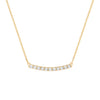 Rosecliff bar necklace with eleven 2 mm faceted round cut white topaz prong set in solid 14k yellow gold - front view