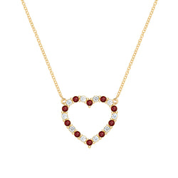 Rosecliff Heart Diamond & Garnet Necklace in 14k Gold (January)