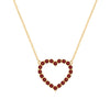 Rosecliff Heart Necklace featuring twenty faceted round cut garnets prong set in 14k yellow Gold - front view
