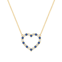 Rosecliff Heart Diamond & Sapphire Necklace in 14k Gold (September)