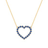 Rosecliff Heart Necklace featuring twenty faceted round cut sapphires prong set in 14k yellow Gold - front view