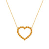 Rosecliff Heart Necklace featuring twenty faceted round cut citrines prong set in 14k yellow Gold - front view