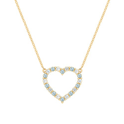 Rosecliff Heart Diamond & Nantucket Blue Topaz Necklace in 14k Gold (December)