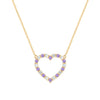 Rosecliff Heart Necklace featuring twenty alternating amethysts and diamonds prong set in 14k yellow Gold - front view
