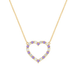 Rosecliff Heart Diamond & Amethyst Necklace in 14k Gold (February)
