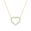 Rosecliff Heart Necklace featuring twenty alternating aquamarines and diamonds prong set in 14k yellow Gold - front view