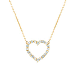 Rosecliff Heart Diamond & Aquamarine Necklace in 14k Gold (March)