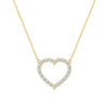 Rosecliff Heart Necklace featuring twenty faceted round cut aquamarines prong set in 14k yellow Gold - front view