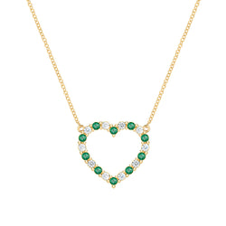Rosecliff Heart Diamond & Emerald Necklace in 14k Gold (May)