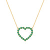 Rosecliff Heart Necklace featuring twenty faceted round cut emeralds prong set in 14k yellow Gold - front view