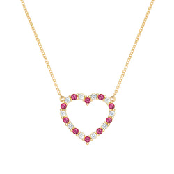 Rosecliff Heart Diamond & Ruby Necklace in 14k Gold (July)