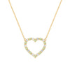 Rosecliff Heart Necklace featuring twenty alternating peridots and diamonds prong set in 14k yellow Gold - front view