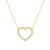 Rosecliff Heart Necklace featuring twenty faceted round cut peridots prong set in 14k yellow Gold - front view