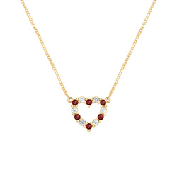 Rosecliff Small Heart Diamond & Garnet Necklace in 14k Gold (January)