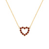 Rosecliff Heart Necklace featuring twelve faceted round cut garnets prong set in 14k yellow Gold - front view
