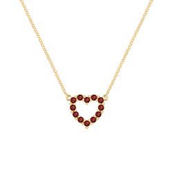 Rosecliff Small Heart Garnet Necklace in 14k Gold (January)