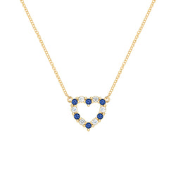 Rosecliff Small Heart Diamond & Sapphire Necklace in 14k Gold (September)