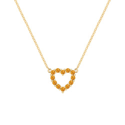 Rosecliff Small Heart Citrine Necklace in 14k Gold (November)