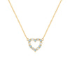 Rosecliff Heart Necklace featuring twelve alternating Nantucket blue topaz and diamonds prong set in 14k Gold - front view
