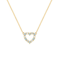 Rosecliff Small Heart Diamond & Nantucket Blue Topaz Necklace in 14k Gold (December)