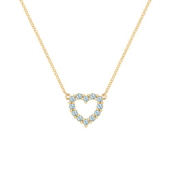 Rosecliff Small Heart Nantucket Blue Topaz Necklace in 14k Gold (December)